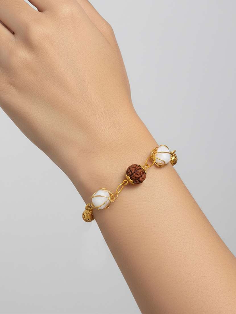 gold plated rudraksh beaded  bracelet - 22400985 -  Standard Image - 2