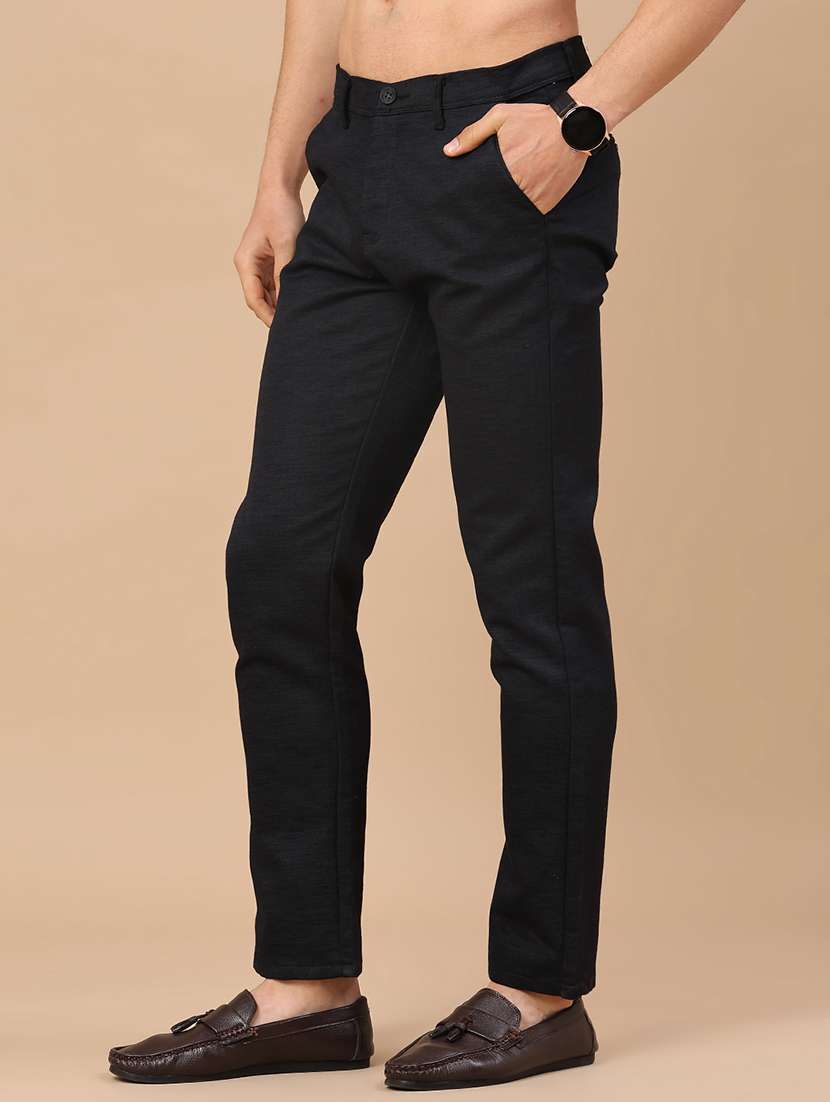 men solid mid rise regular fit trouser - 22401165 -  Standard Image - 2