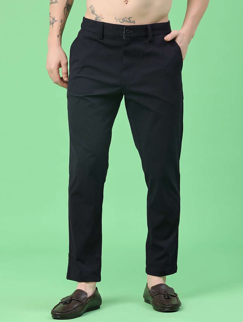 men solid mid rise slim fit chinos