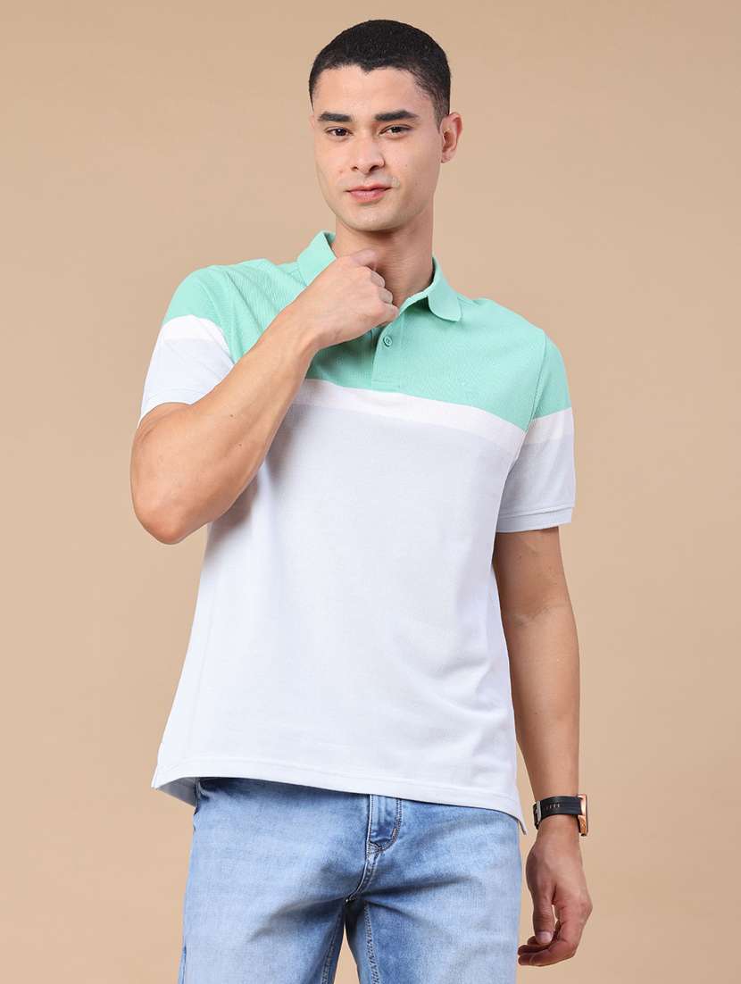 men colourblocked short sleeves polo t-shirt - 22401190 -  Standard Image - 2
