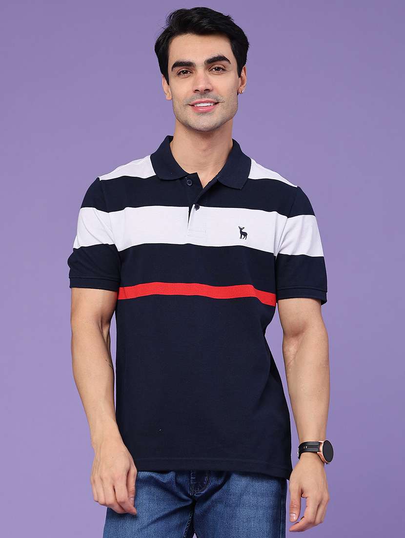 men striped short sleeve regular fit polo t-shirt - 22401192 -  Standard Image - 2