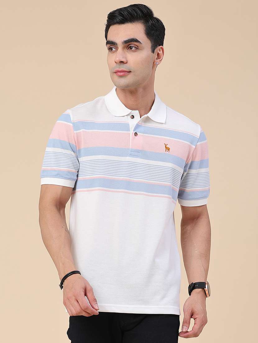 men striped short sleeve regular fit polo t-shirt - 22401193 -  Standard Image - 2