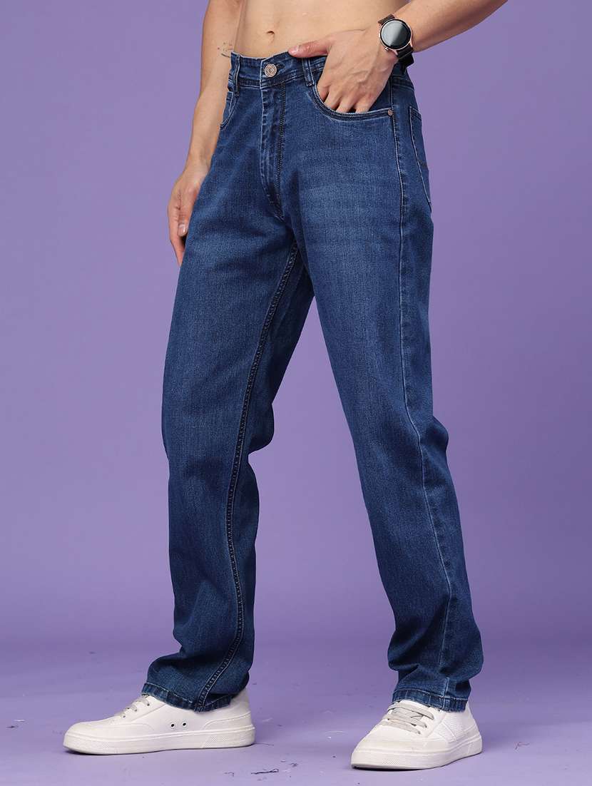 Men Washed Mid Rise Full Length Straight Jeans - 22401201 -  Standard Image - 2