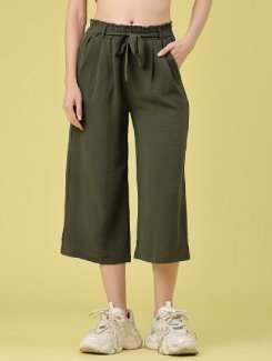 women solid mid rise culottes