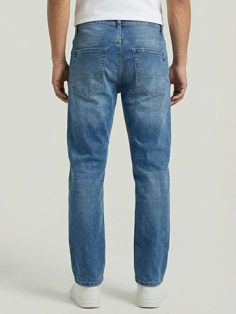 Men Washed Mid Rise Full Length Straight Fit Jeans - 22401317 -  Standard Image - 2