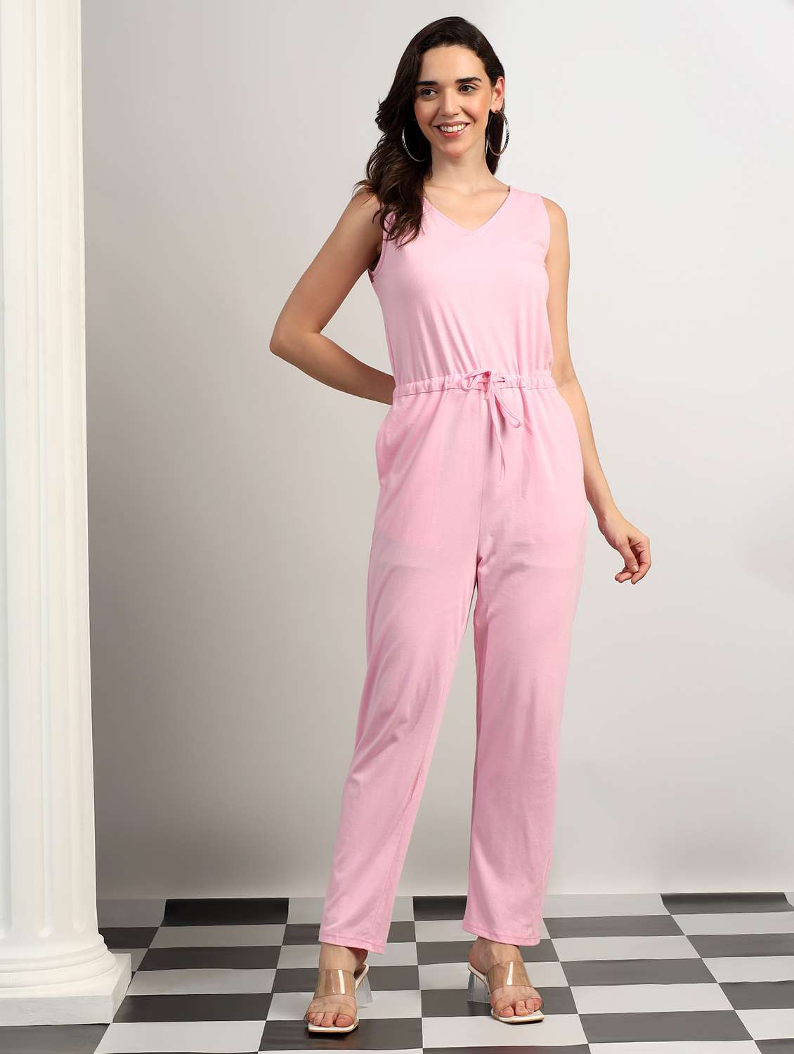 Women Solid Sleeveless Full Leg Jumpsuit - 22401362 -  Standard Image - 2
