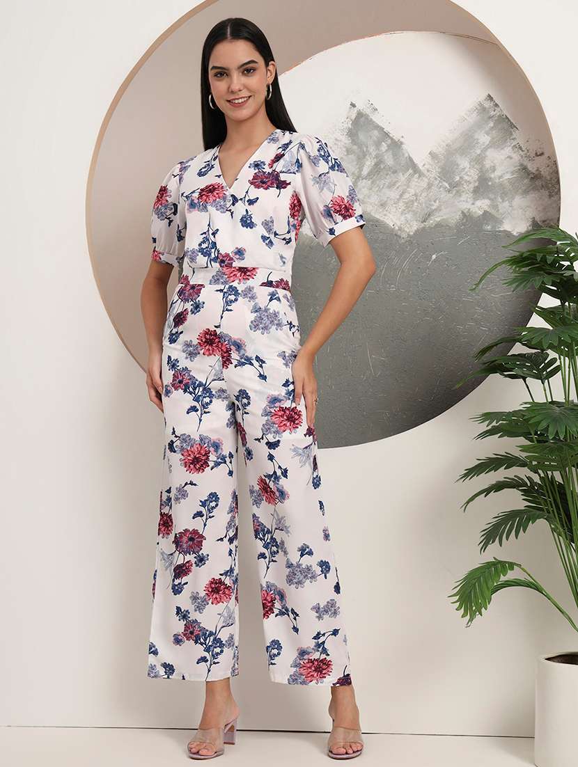 Women Printed Short Sleeves Full Leg Jumpsuit - 22401386 -  Standard Image - 2