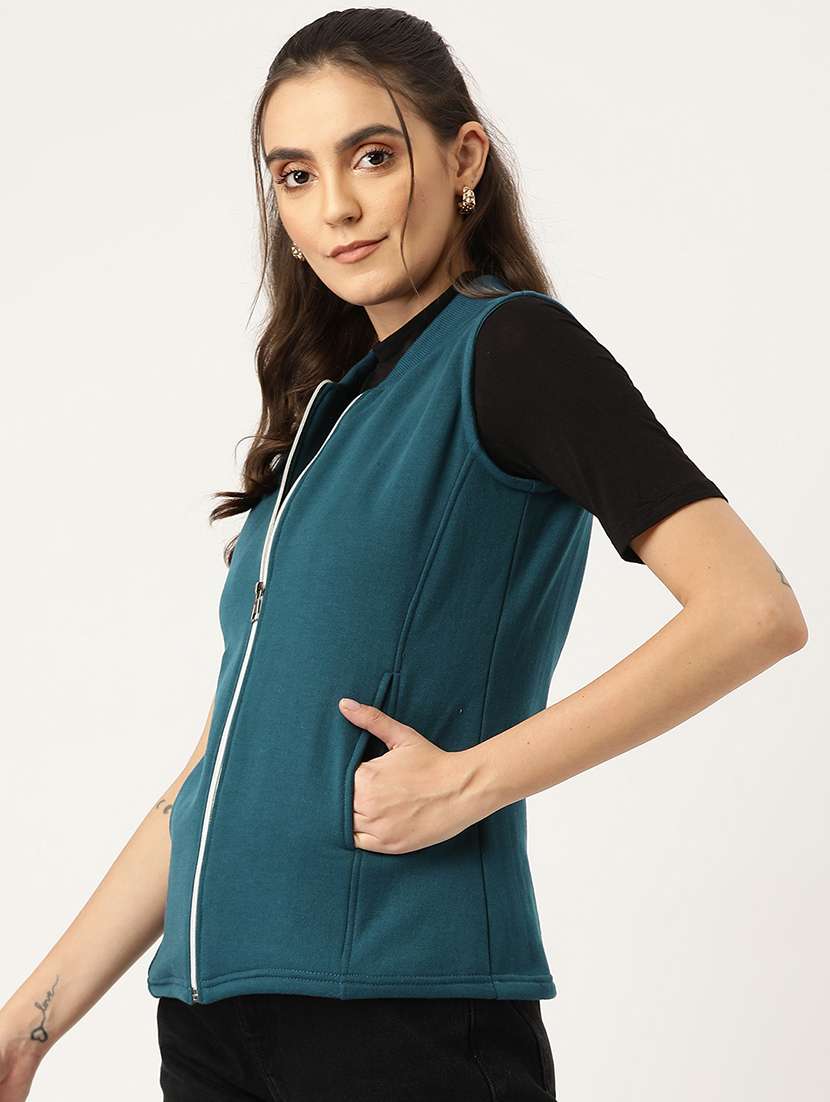 Women Solid Sleeveless Jacket - 22401456 -  Standard Image - 2