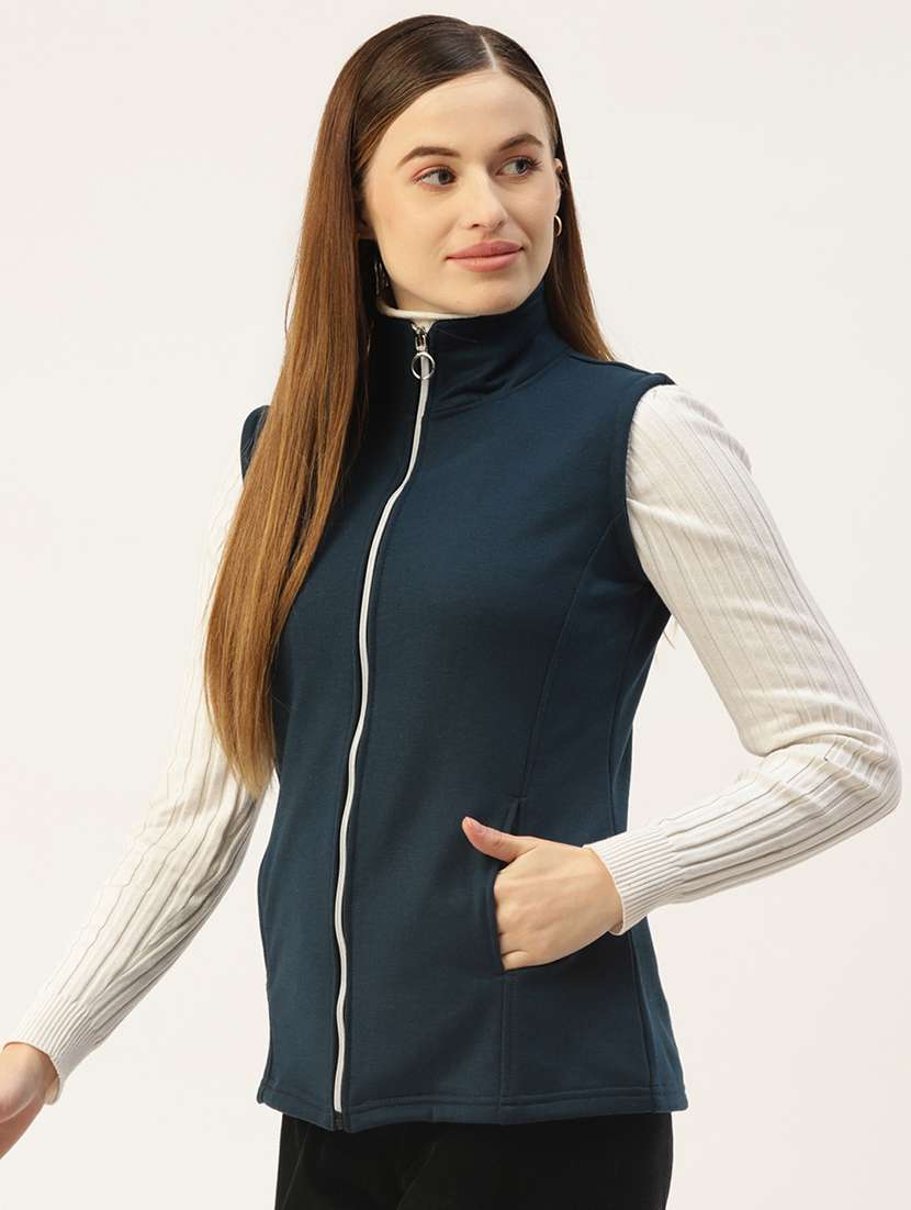 Women Solid Sleeveless Regular Jacket - 22401493 -  Standard Image - 2