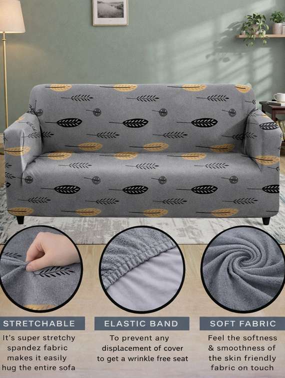 quirky home elastic fitted cover for 5 seater sofa - 22401590 -  Standard Image - 2