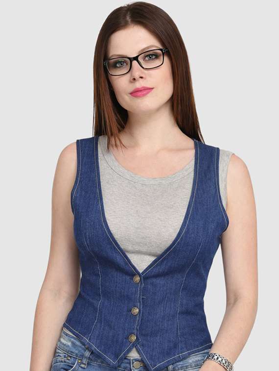 women solid sleeveless vest top