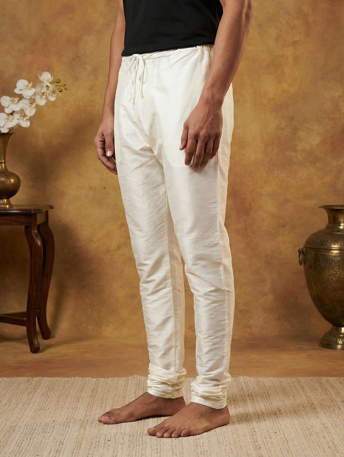 men pack of 2 solid mid rise ethnic bottom wear churidar pyjama - 22401689 -  Standard Image - 2