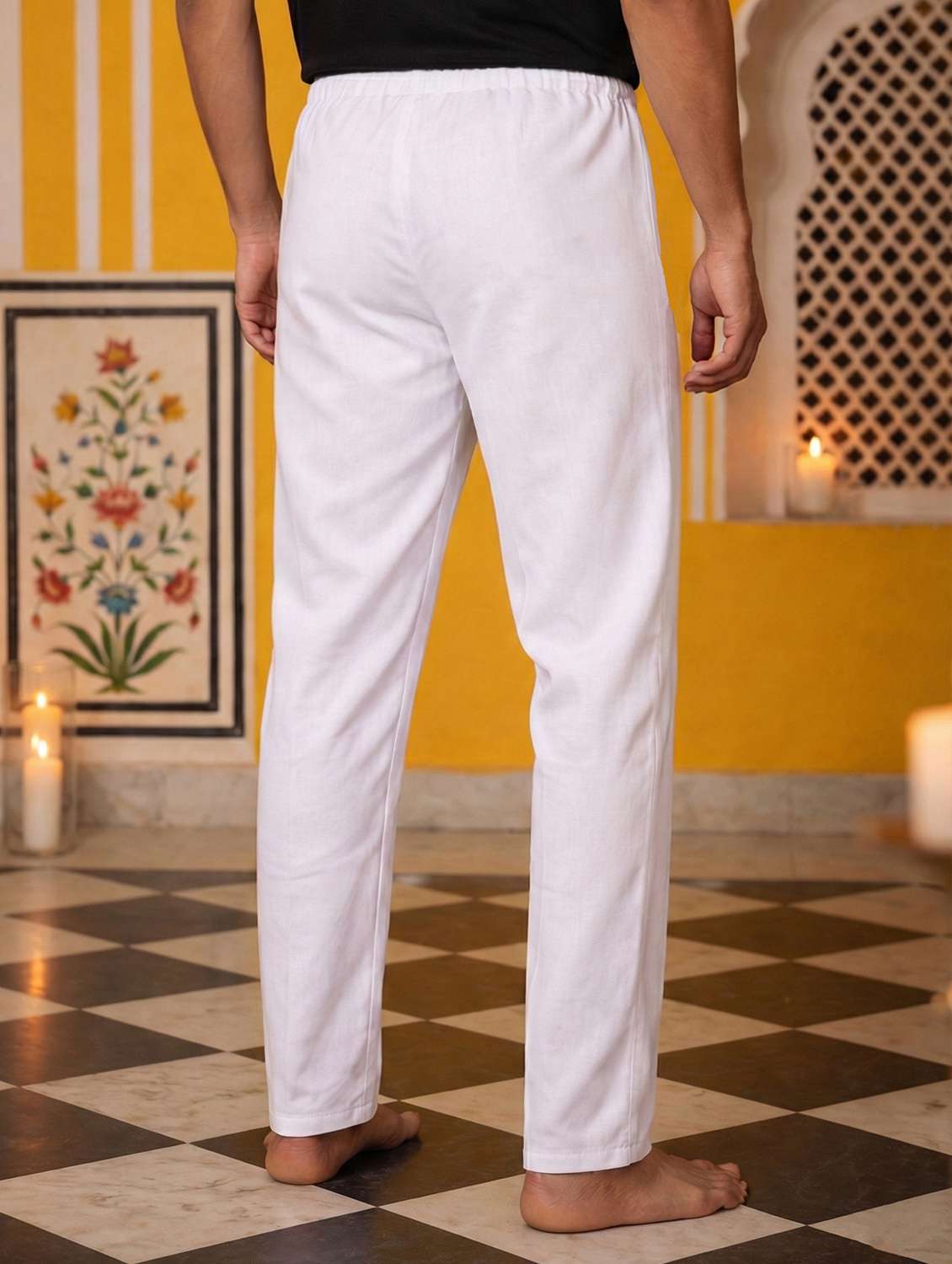 men pack of 2 solid mid rise ethnic bottom wear pyjama - 22401694 -  Standard Image - 2