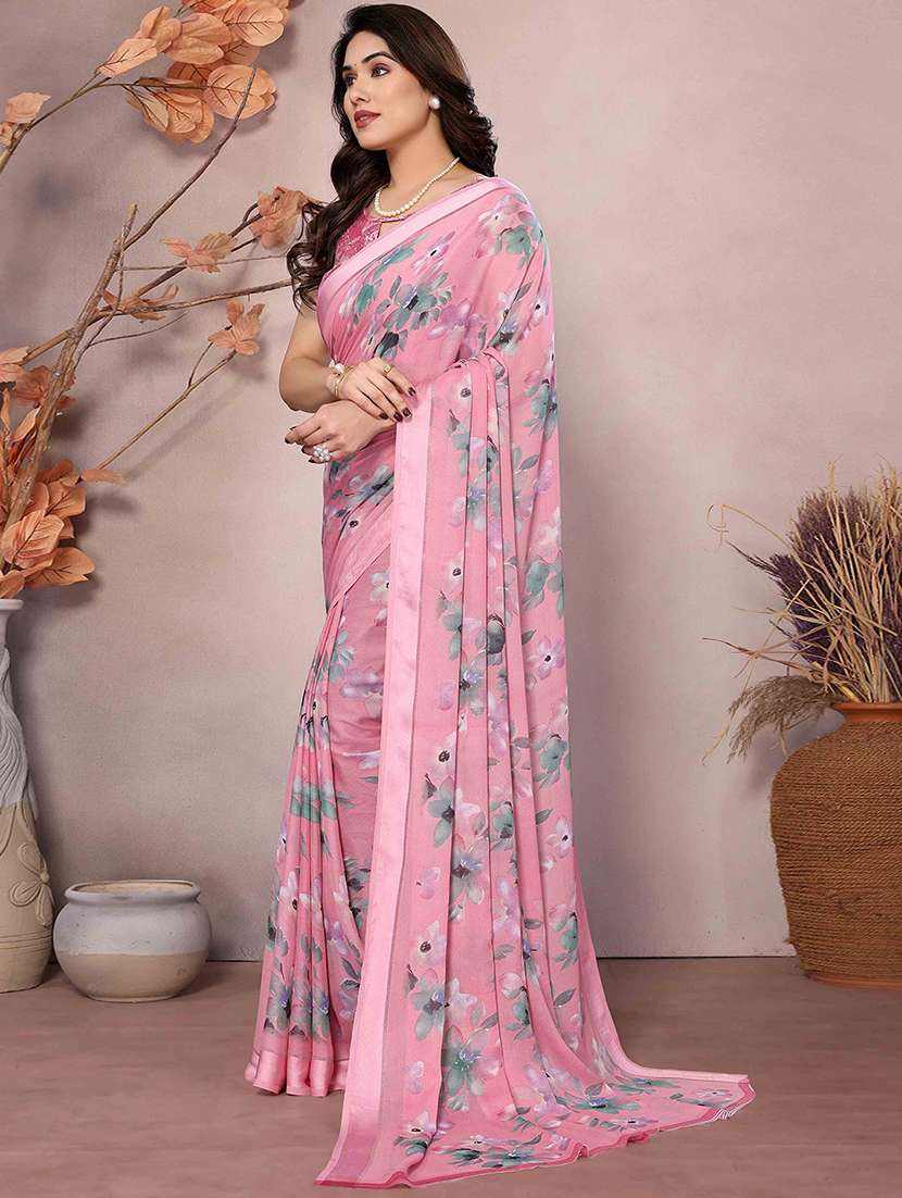 Women Printed Casual Wear Saree With Blouse - 22401717 -  Standard Image - 2