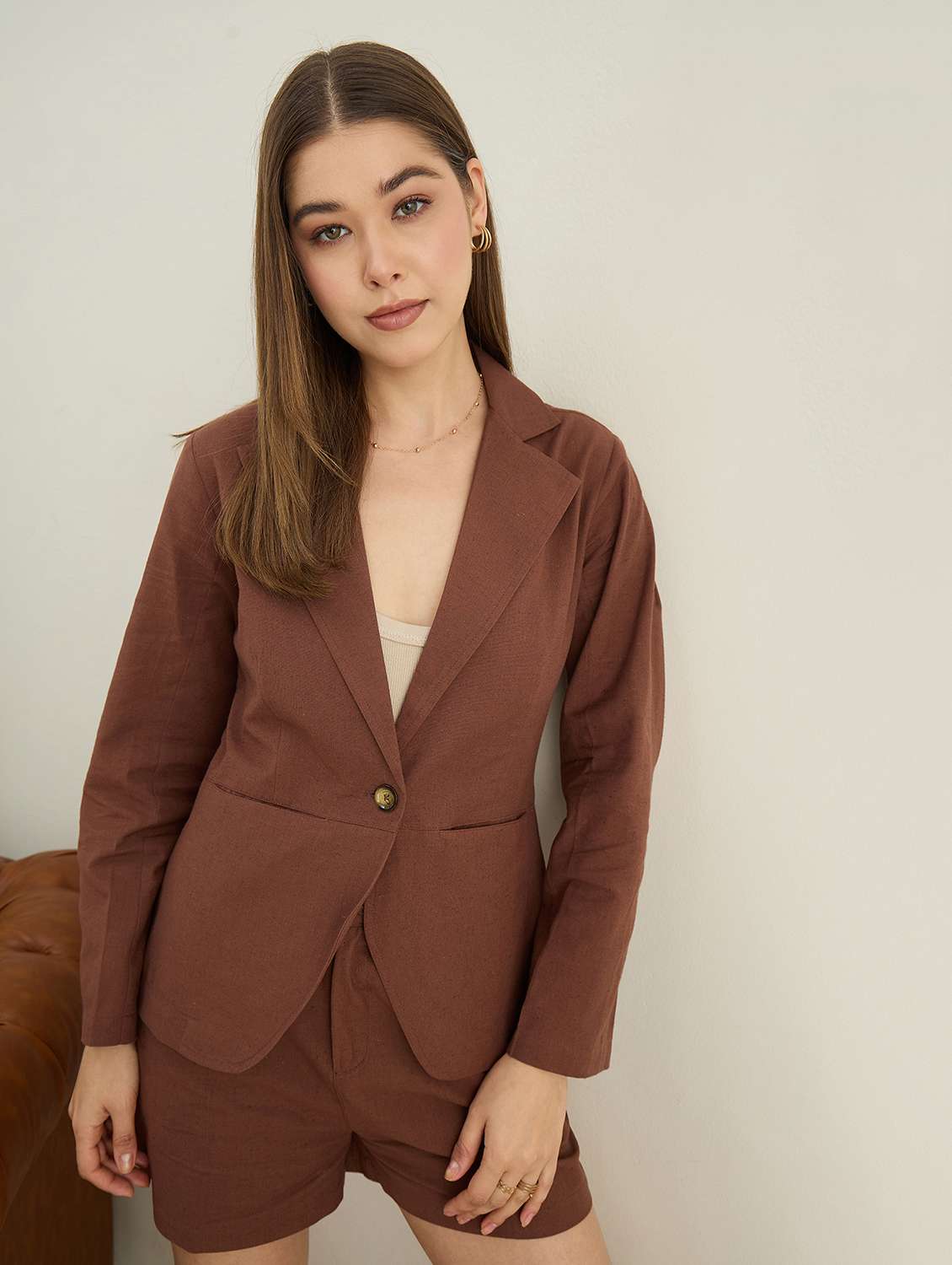 women solid long sleeve single breasted blazer - 22401948 -  Standard Image - 2