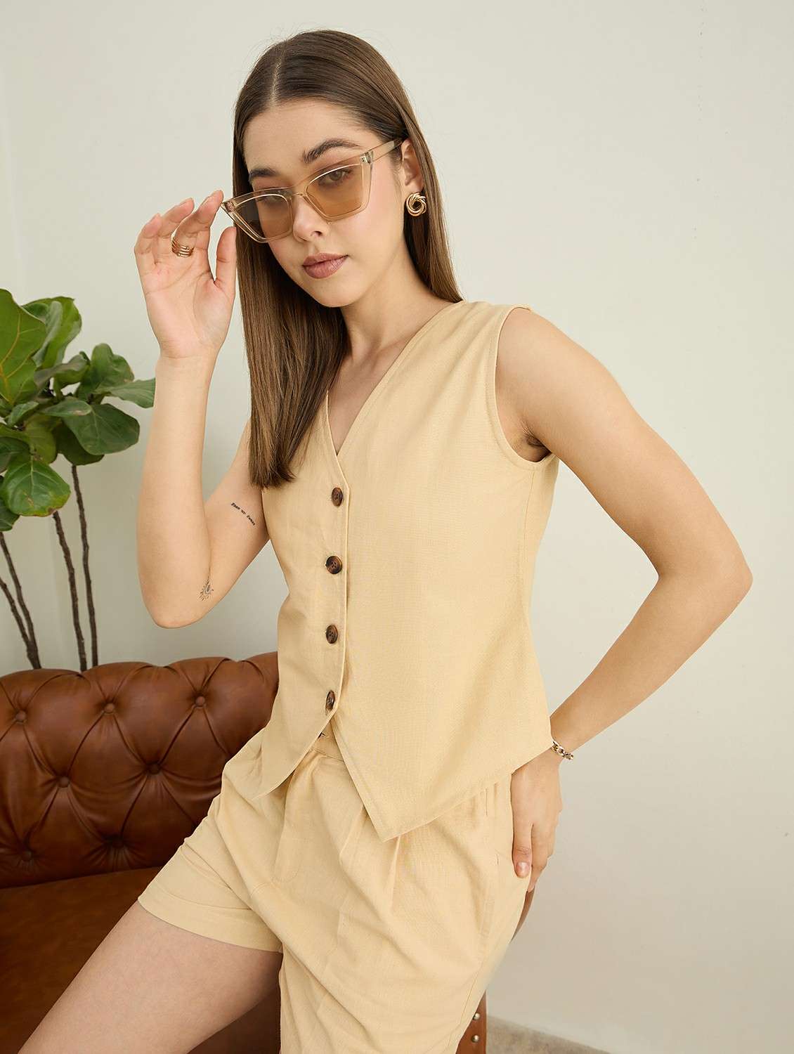 women solid sleevless vest top - 22401951 -  Standard Image - 2