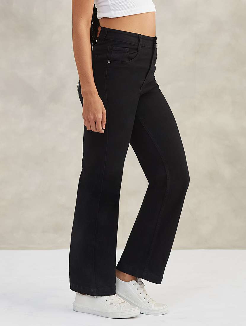 women solid high rise bootcut jeans - 22402016 -  Standard Image - 2