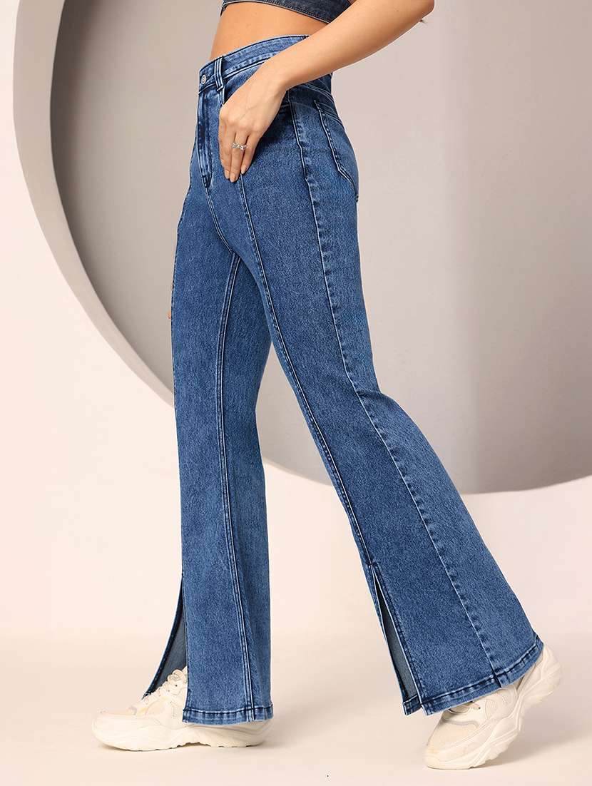women solid high rise bootcut jeans - 22402018 -  Standard Image - 2