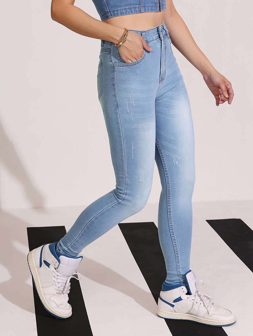 women solid high rise skinny jeans - 22402019 -  Standard Image - 2