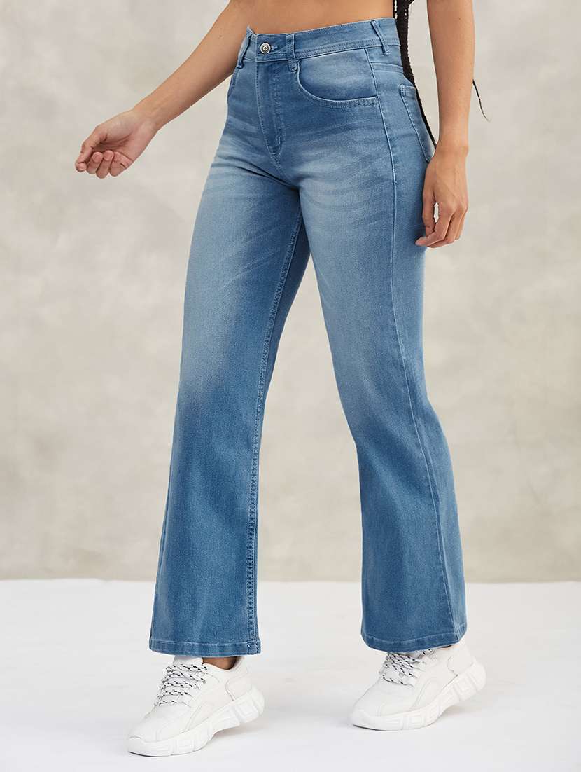 women solid high rise bootcut jeans - 22402021 -  Standard Image - 2