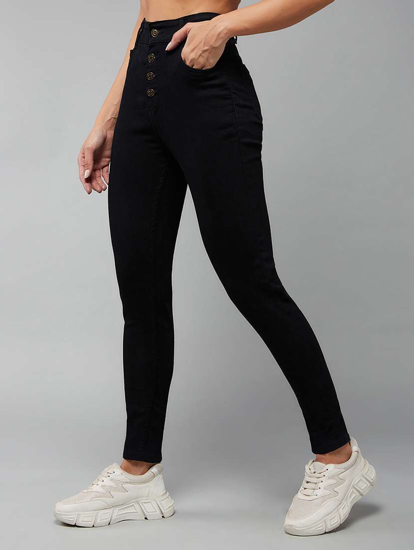 women solid high rise skinny jeans - 22402024 -  Standard Image - 2