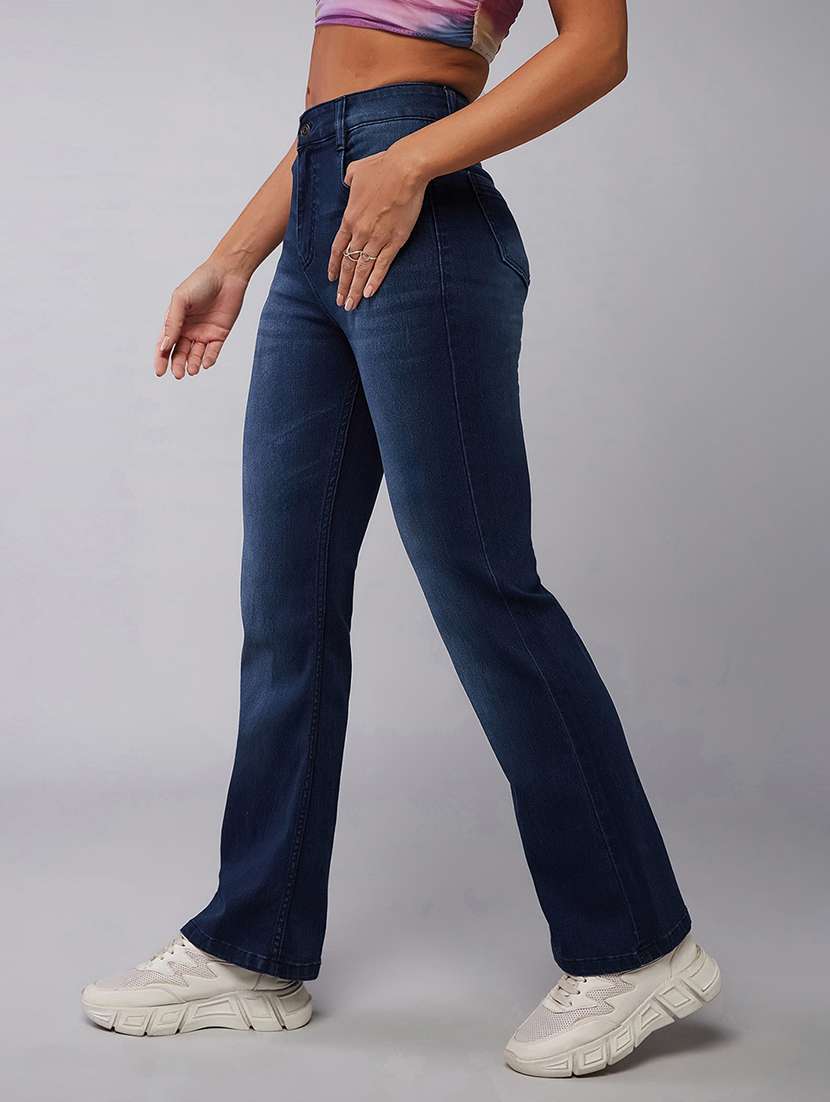 women solid high rise bootcut jeans - 22402030 -  Standard Image - 2