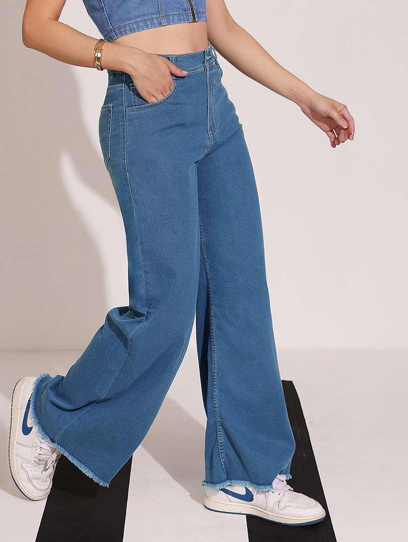 women solid high rise wide leg jean - 22402059 -  Standard Image - 2