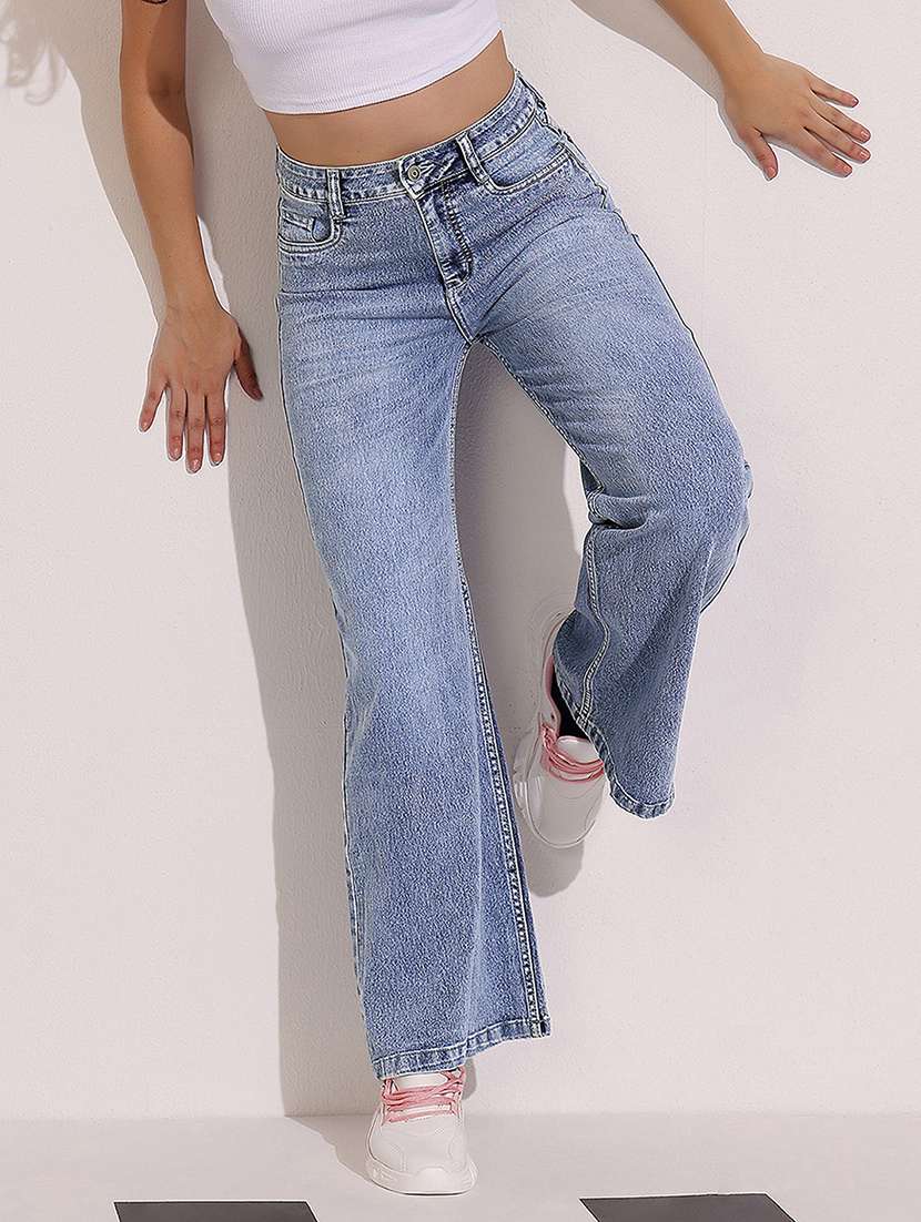 women solid high rise bootcut jeans - 22402071 -  Standard Image - 2