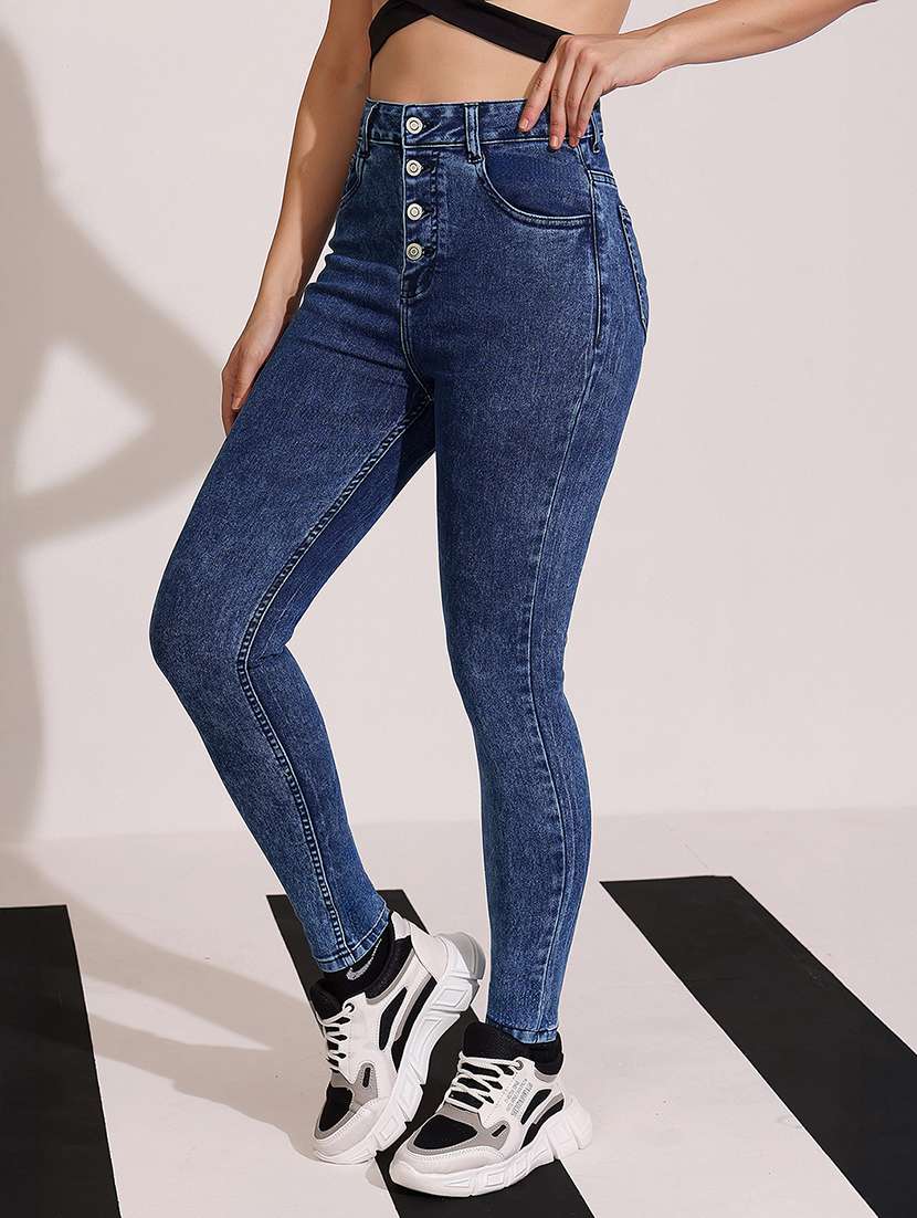 women solid high rise skinny jeans - 22402075 -  Standard Image - 2