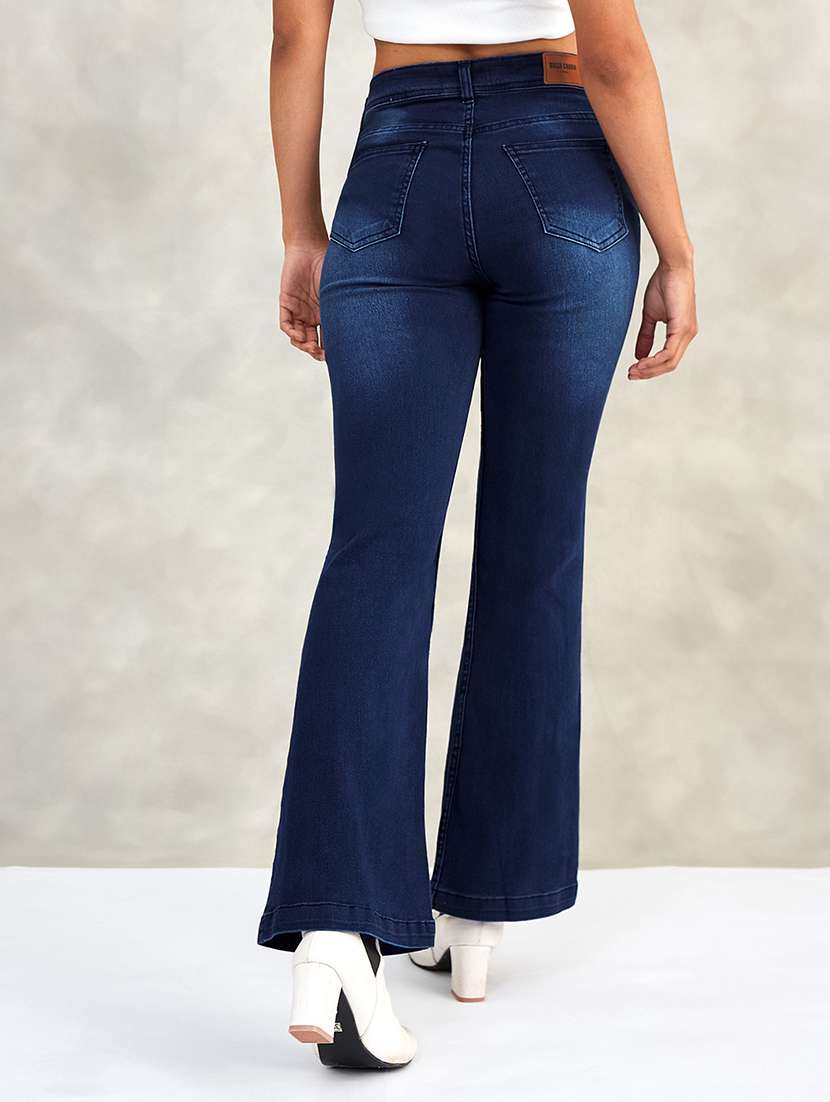 women solid high rise bootcut jeans - 22402130 -  Standard Image - 2
