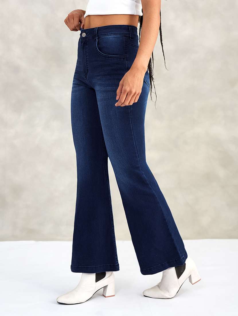 women solid high rise bootcut jeans - 22402145 -  Standard Image - 2