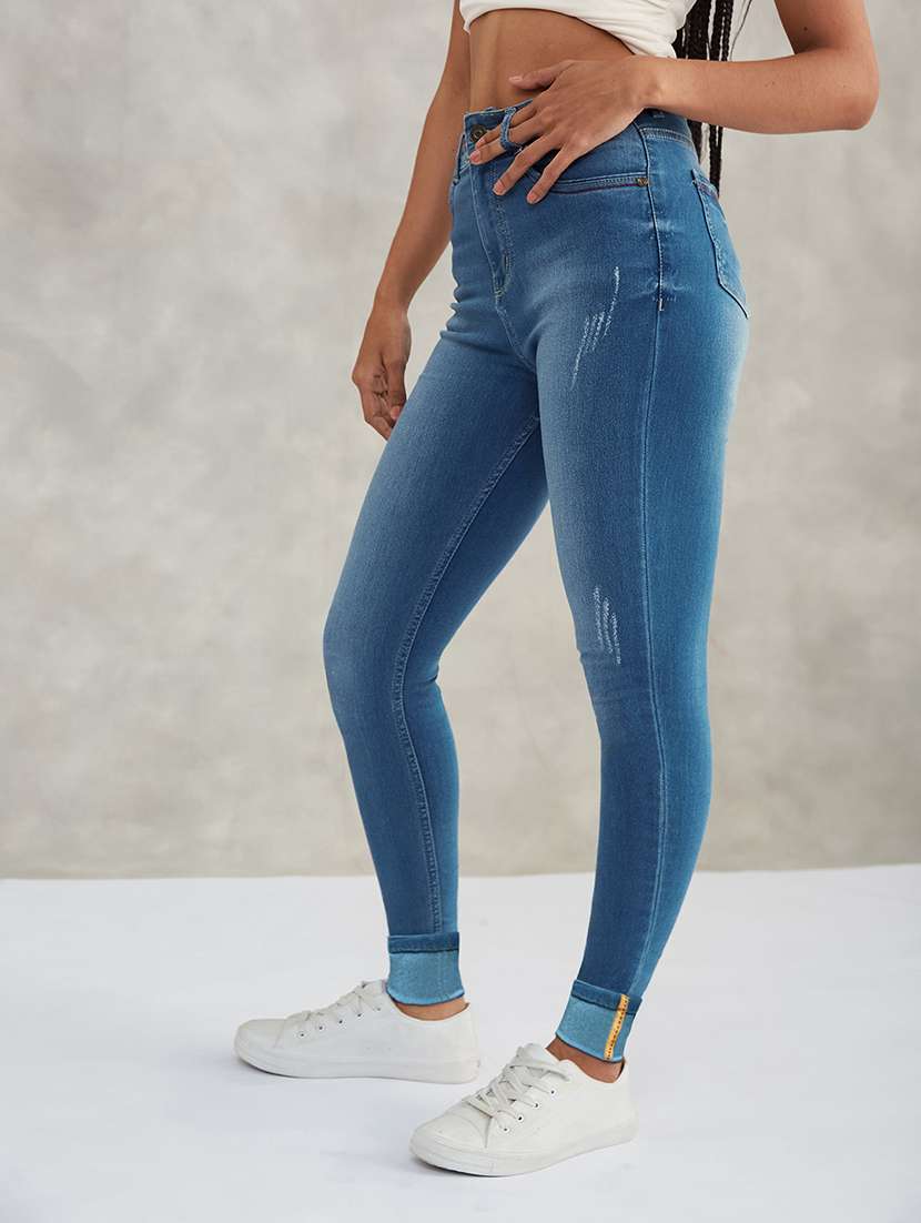women solid high rise skinny jeans - 22402147 -  Standard Image - 2