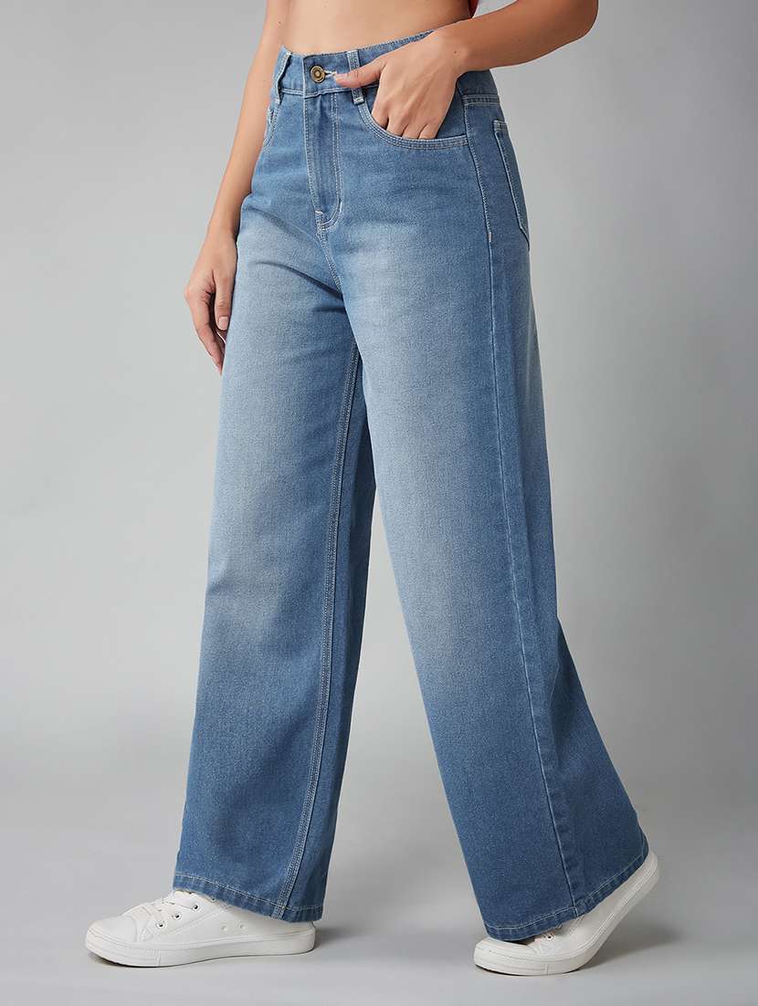 women solid high rise wide leg jeans - 22402151 -  Standard Image - 2