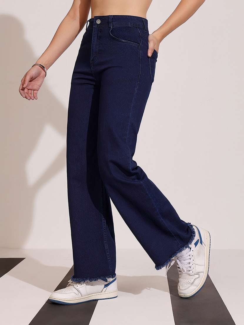 women solid high rise wide leg jeans - 22402174 -  Standard Image - 2
