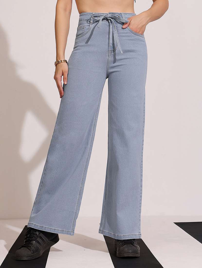 women solid high rise wide leg jeans - 22402207 -  Standard Image - 2