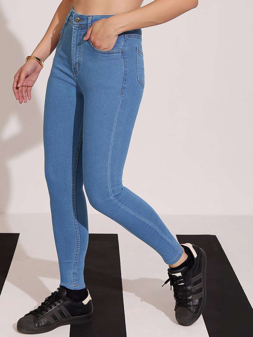 women solid high rise skinny jeans - 22402220 -  Standard Image - 2