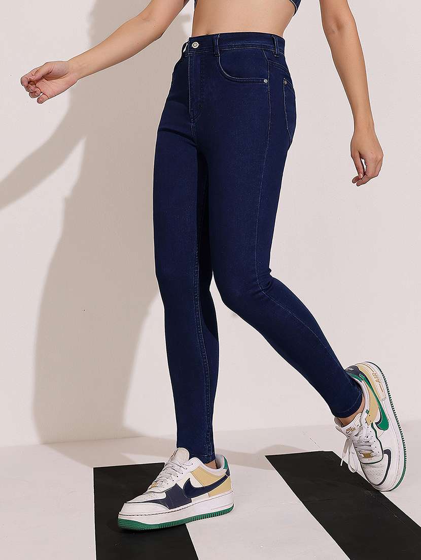 women solid high rise skinny jeans - 22402234 -  Standard Image - 2