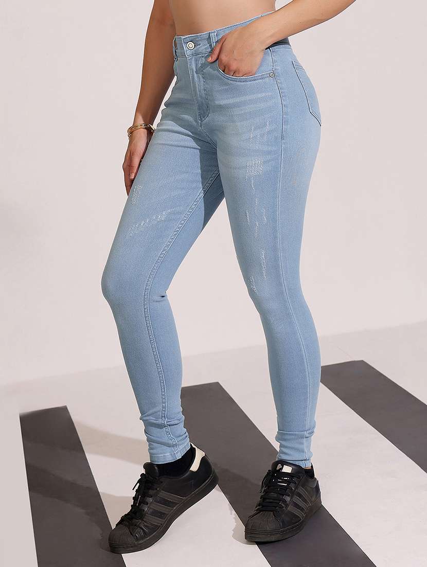 women distrssed high rise skinny jeans - 22402238 -  Standard Image - 2