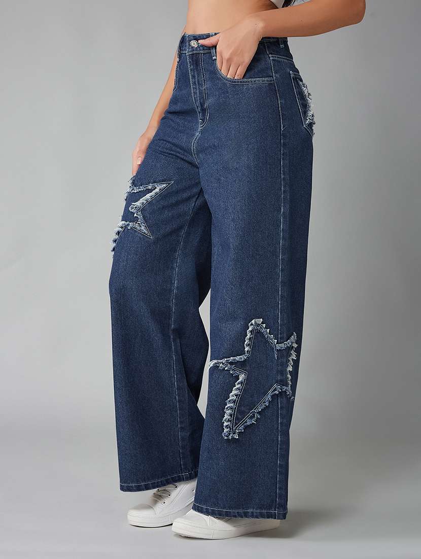 women distressed high rise wide leg jeans - 22402249 -  Standard Image - 2