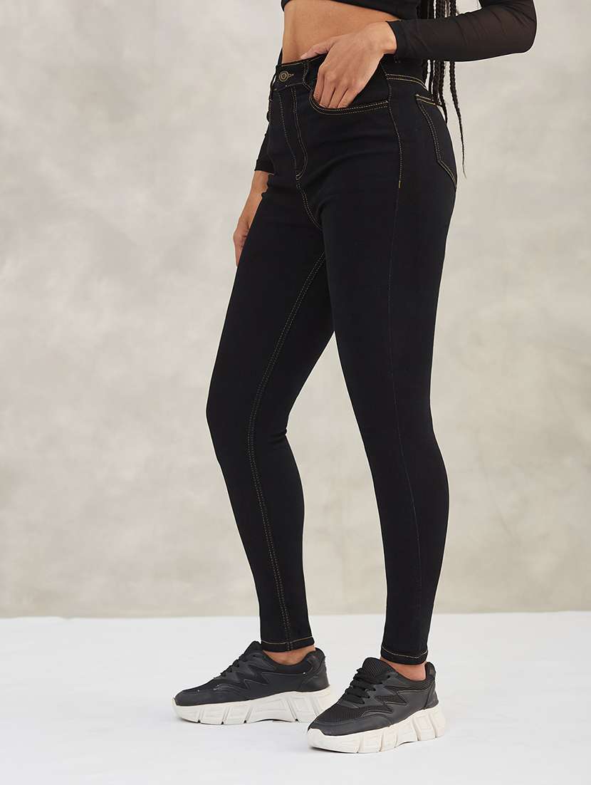 women solid high rise skinny jeans - 22402255 -  Standard Image - 2