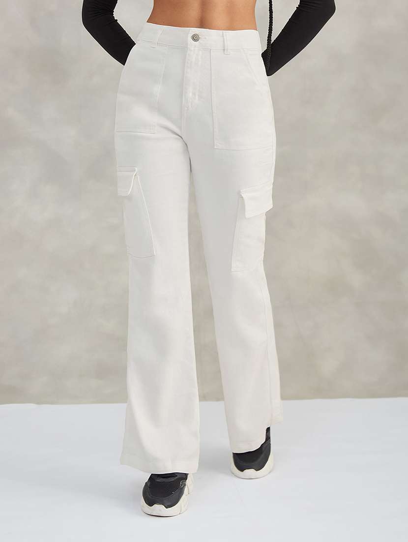 women solid high rise cargo - 22402258 -  Standard Image - 2