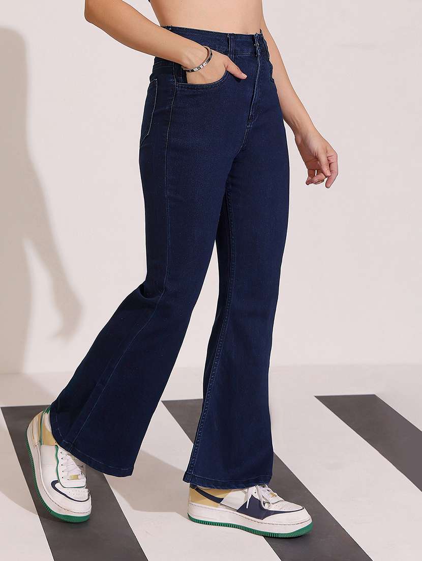 women solid high rise bootcut jeans - 22402267 -  Standard Image - 2