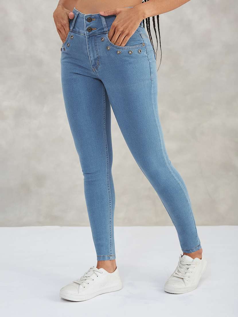 women solid high rise skinny jeans - 22402284 -  Standard Image - 2