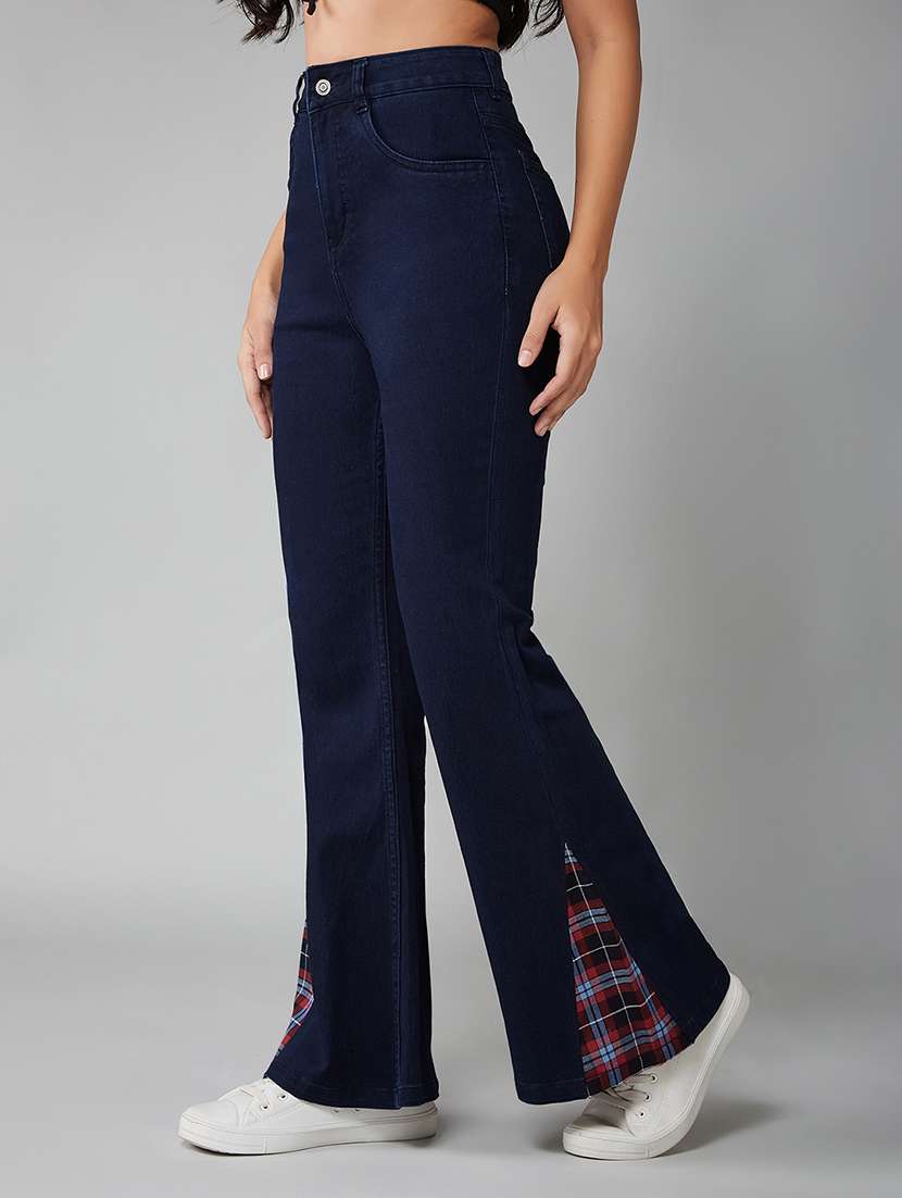 women patched high rise bootcut jeans - 22402294 -  Standard Image - 2