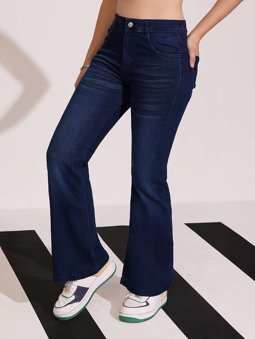 women solid high rise bootcut jeans - 22402313 -  Standard Image - 2