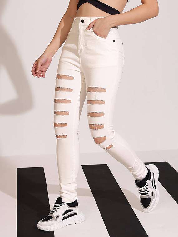 women distressed high rise skinny jeans - 22402318 -  Standard Image - 2