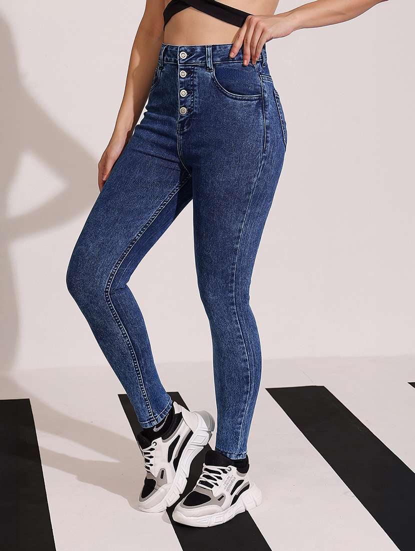 women solid high rise skinny jeans - 22402322 -  Standard Image - 2