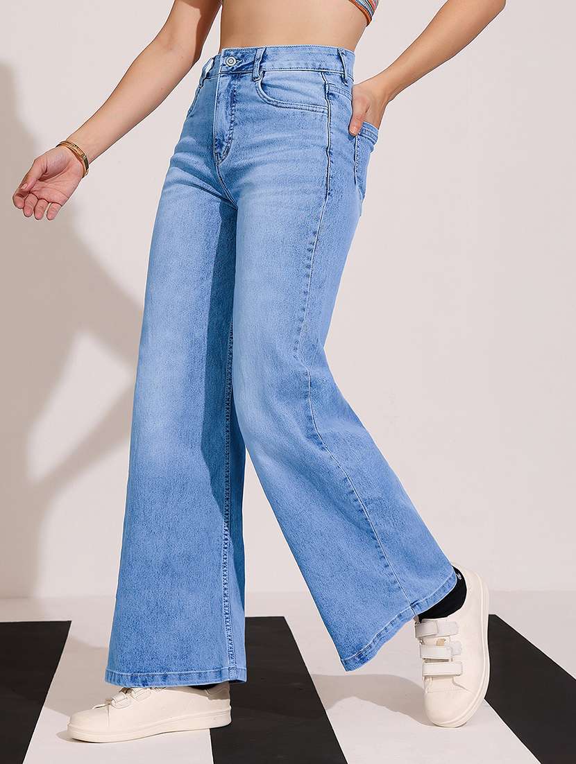 women solid high rise wide leg jeans - 22402327 -  Standard Image - 2