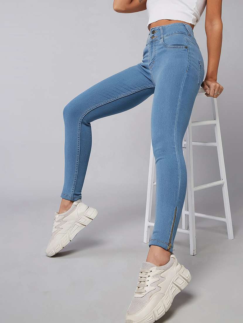 women solid high rise skinny jeans - 22402331 -  Standard Image - 2