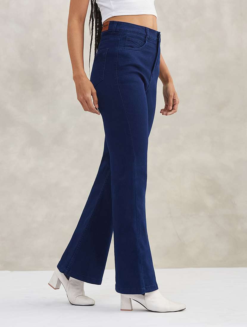 women solid high rise bootcut jeans - 22402345 -  Standard Image - 2